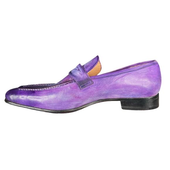 King Latif Men’s Handmade Purple Patina Leather Slip On Dress Shoe Size US 11 main image 11